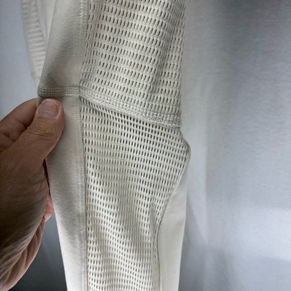 Alo Yoga High Waist Mesh Panel Leggings Cream XS Athleisure Workout - Picture 3 of 6